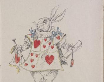 Vestuario diseñado por Gladys Calthrop para el Conejo Blanco en el Acto I, escena del juicio, de Alice in Wonderland, 1943. V&A: S.602-2012. Donación de Gladys Calthrop.