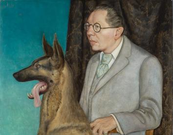 Otto Dix, Hugo Erfurth con perro, 1926.