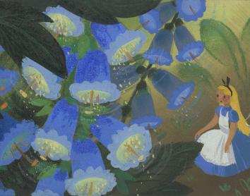 Dibujo conceptual de Mary Blair para la adaptación de Walt Disney de Alicia en el país de las maravillas, 1951.
