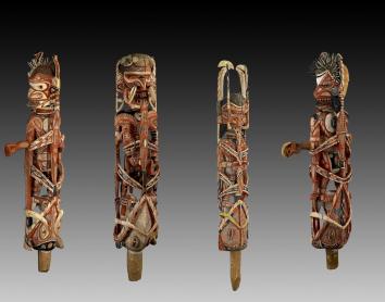 Figuras malangan de canoa de Nueva Irlanda, Papúa Nueva Guinea. 1800-1900. Madera.