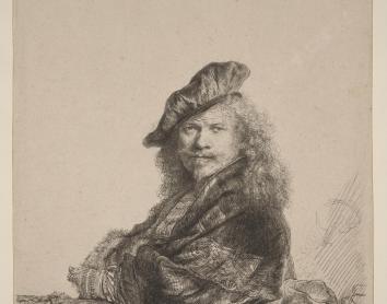 Rembrandt, Autorretrato apoyado sobre un pretil, 1639.
