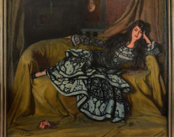 «Madame Souty echada», Ignacio Zuloaga Zabaleta. 1915. Óleo sobre lienzo.