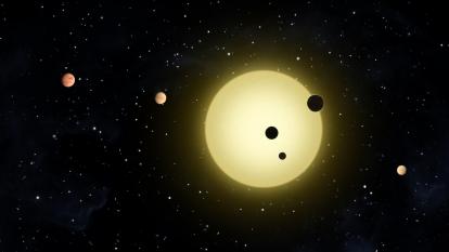 Kepler-11 is a Sun-like star around which six planets orbit.