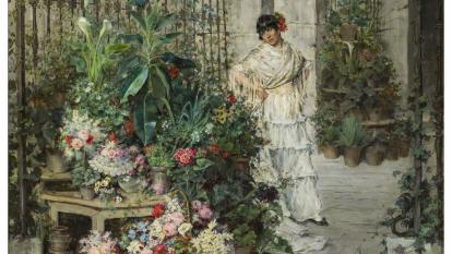 Maria Luisa de la Riva i Callol de Muñoz, «Parada de flors», c. 1887. Oli sobre tela.