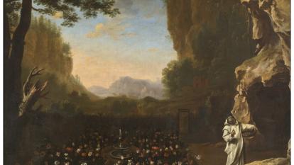 Herman van Swanevelt, «Paisatge amb un cartoixà» (Sant Bru?), 1636 – 1638. Oli sobre tela.