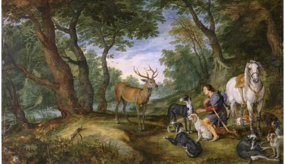 Peter Paul Rubens and Jan Brueghel the Elder, The Vision of Saint Hubert, 1617-1620. Oil on panel.