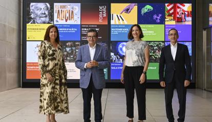 From left to right: the director of CaixaForum Barcelona, ​​Mireia Domingo; the deputy general director of the ”la Caixa” Foundation, Juan Ramón Fuertes; the director of the Exhibitions, Collection and CaixaForum+ Area of ​​the ”la Caixa” Foundation, Isabel Salgado; and the director of the CosmoCaixa Science Museum, Valentí Farràs.© "la Caixa" Foundation