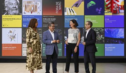 From left to right: the director of CaixaForum Barcelona, ​​Mireia Domingo; the deputy general director of the ”la Caixa” Foundation, Juan Ramón Fuertes; the director of the Exhibitions, Collection and CaixaForum+ Area of ​​the ”la Caixa” Foundation, Isabel Salgado; and the director of the CosmoCaixa Science Museum, Valentí Farràs.© "la Caixa" Foundation