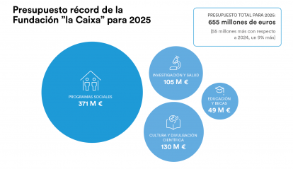 Distribución del presupuesto 2025 de la Fundación ”la Caixa”.