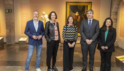 D'esquerra a dreta: el comissari de l'exposició, Eduardo Barba, la directora de l'Àrea d'Exposicions, Col·lecció i CaixaForum+ de la Fundació ”la Caixa”, Isabel Salgado, la directora de CaixaForum Girona, Anna Colomer, el director adjunt de Conservació i Investigació del Museu del Prado, Alfonso Palacio, i la co-comissària de l'exposició, Beatriz Sánchez Torija.