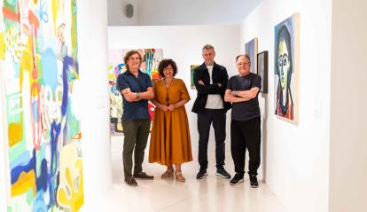 De izquierda a derecha: el artista y médico Javier Forteza; la directora de CaixaForum Madrid, Isabel Fuentes; el comisario y director de Es Baluard, David Barro, y el artista Rafa Forteza.
