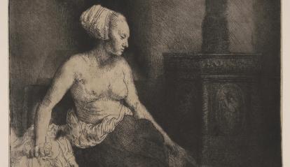 Rembrandt, Mujer semidesnuda sentada junto a una estufa, 1658.