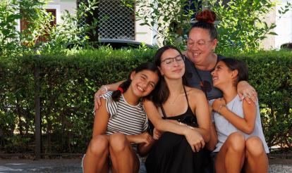 Raquel García with 3 of her 5 children.