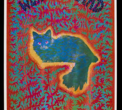 Cheshire cat cartel psicodélico de Joseph McHugh, publicado por East Totem West. Estados Unidos, 1967. Adquirido a través del Julie and Robert Breckman Print Fund.