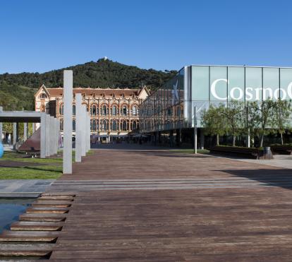 Visión general de la plaza de la Ciencia de CosmoCaixa.
