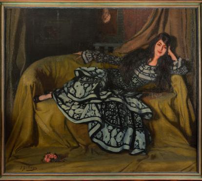 Ignacio Zuloaga, «Madame Sauty estirada», 1915. Oli sobre tela.