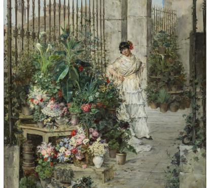 Maria Luisa de la Riva i Callol de Muñoz, «Parada de flors», c. 1887. Oli sobre tela.