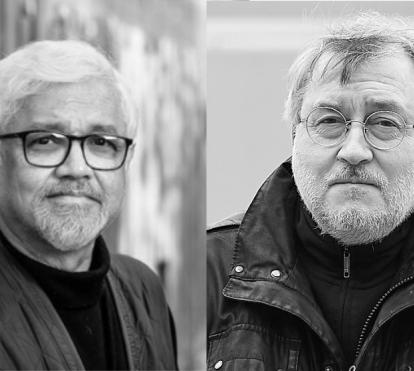 Los escritores Amitav Ghosh y Jorge Riechmann. 
