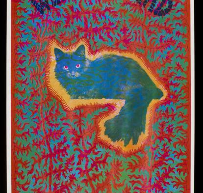 Cheshire cat cartel psicodélico de Joseph McHugh, publicado por East Totem West. Estados Unidos, 1967. Adquirido a través del Julie and Robert Breckman Print Fund.