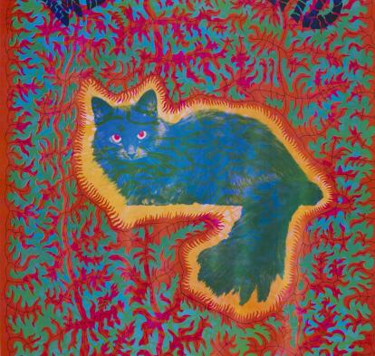 "Gato de Cheshire", cartel psicodélico de Joseph McHugh, publicado por East Totem West, EUA, 1967. Adquirido a través del Julie and Robert Breckman Print Fund.
