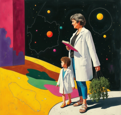 Gráfica del Día Internacional de la Mujer y la Niña en la Ciencia en los centros CaixaForum y CosmoCaixa.