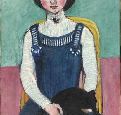 Henri Matisse, Marguerite au chat noir [Marguerite con gato negro], principios de 1910. Centre Pompidou, París. Musée national d’art moderne / Centre de création industrielle AM 2013-544.