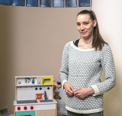 Ainhoa, mother of Naim, Nian and Asier and user of the CaixaProinfancia programme of the ”la Caixa” Foundation.