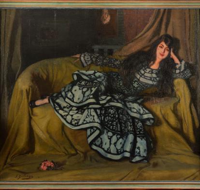 Ignacio Zuloaga, «Madame Sauty estirada», 1915. Oli sobre tela.