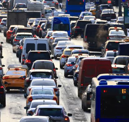 Densidad del tráfico en plena hora punta.