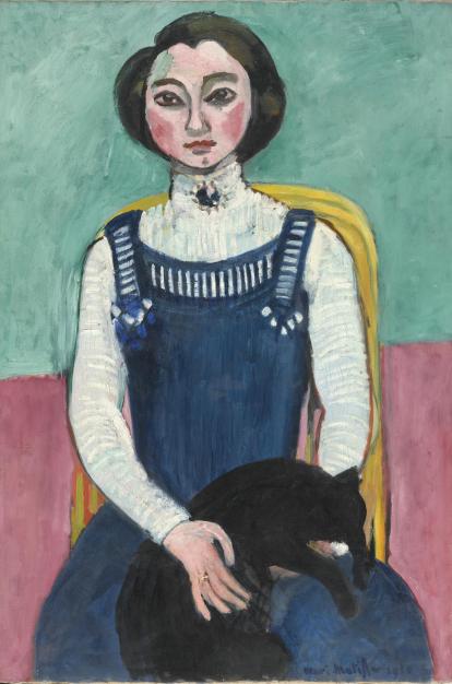 Henri Matisse, Marguerite au chat noir [Marguerite con gato negro], principios de 1910. Centre Pompidou, París. Musée national d’art moderne / Centre de création industrielle AM 2013-544.