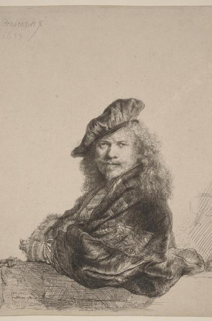 Rembrandt, Autoretrat reclinant-se en un ampit, 1639.