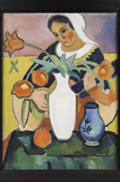 August Macke, «Lautenspielerin» [Mujer tocando el laúd], 1910. Centre Pompidou, París. Musée national d’art moderne / Centre de création industrielle AM 4348 P. 