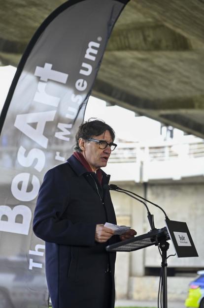 El president de la Generalitat, Salvador Illa, a l'acte de suport a la iniciativa del BesArt. The River Museum.