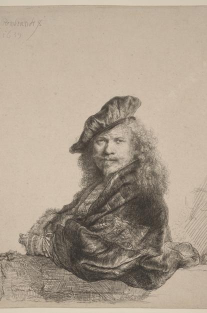 Rembrandt, Autoretrat reclinant-se en un ampit, 1639.