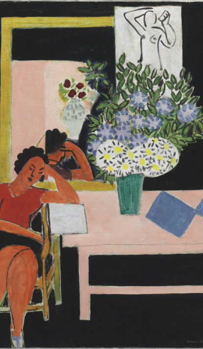 Henri Matisse, «Liseuse sur fond noir» [Mujer leyendo sobre fondo negro], agosto de 1939. Centre Pompidou, Paris. Musée national d’art moderne / Centre de création industrielle AM 2589 P. 