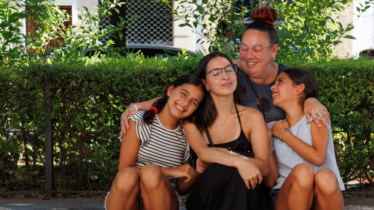 Raquel García with 3 of her 5 children.