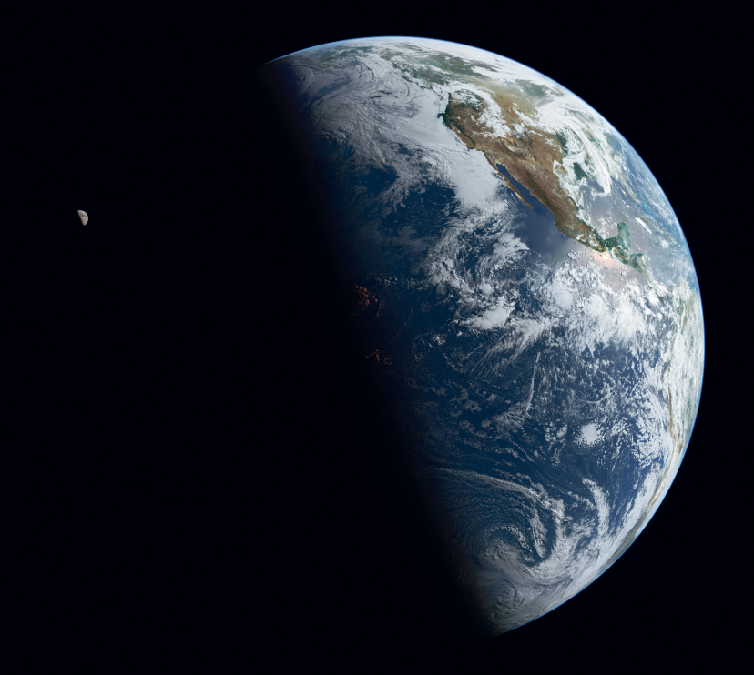 La Tierra y la Luna. Fotografía compuesta. GOES West, 25 de mayo de 2015. 
