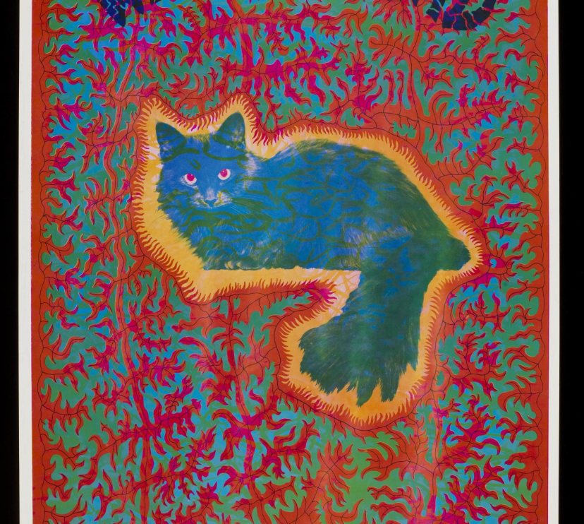 Cheshire cat, pòster psicodèlic de Joseph McHugh, publicat per East Totem West. EUA, 1967. Adquirit a través de Julie i Robert Breckman Print Fund.