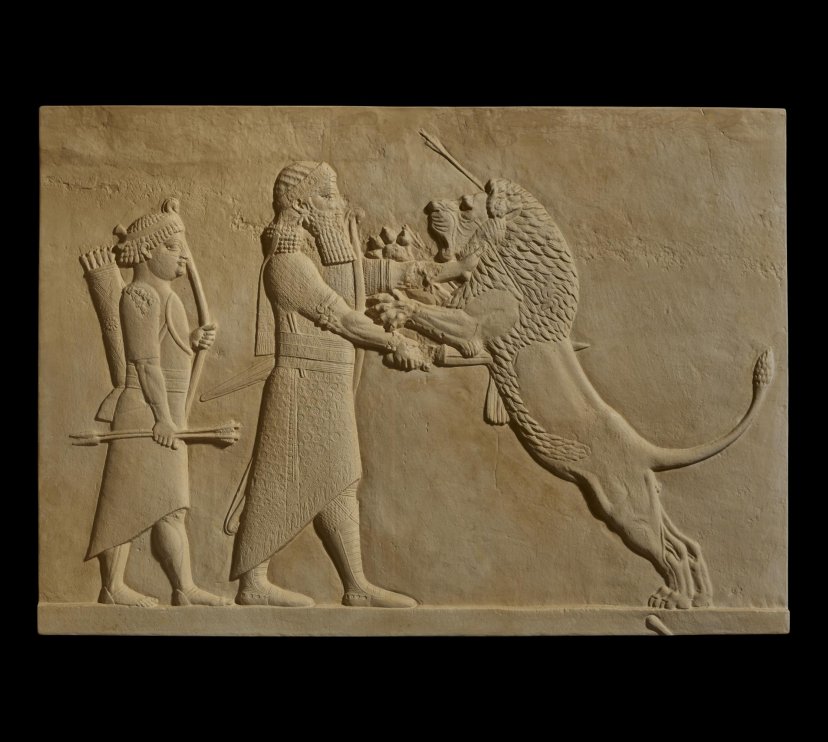 Jesmonite replica of a wall panel relief, 645-640 BC, 1856,0909.46 (CRM.2391).
