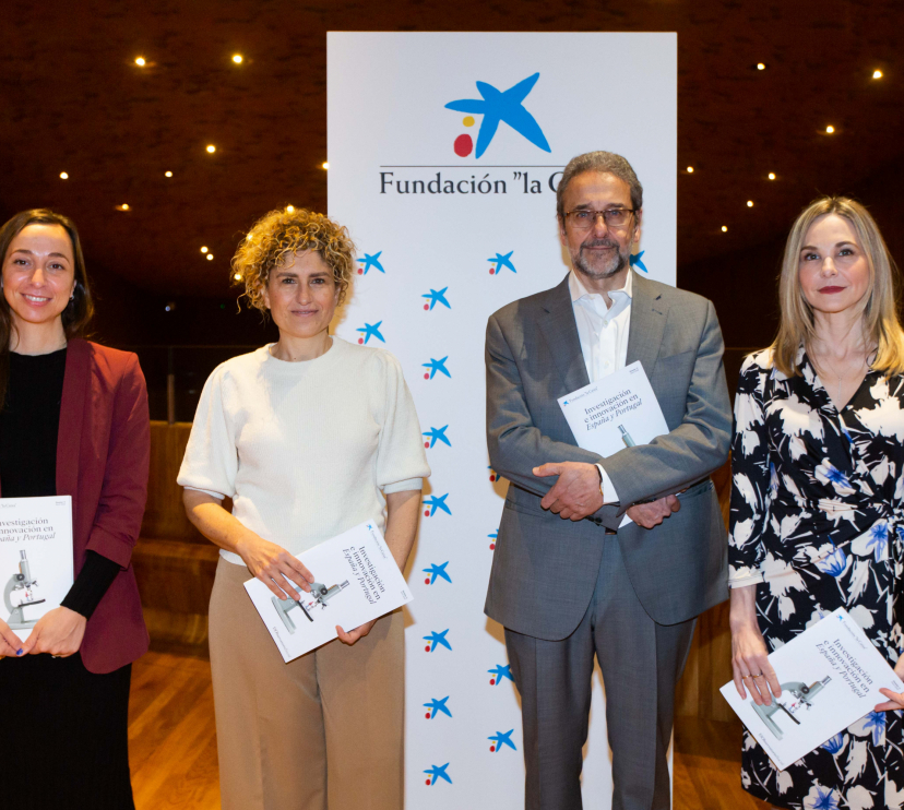 De izquierda a derecha: Arantxa Ribot, directora del Observatorio Social de la Fundación ”la Caixa”, los investigadores del Instituto de Políticas Públicas del CSIC, Catalina Martínez, Luis Sanz Menéndez y Laura Cruz Castro.