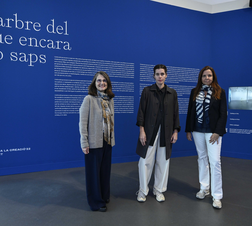 De izquierda a derecha: la jefa de las colecciones de arte de la Fundación ”la Caixa”, Nimfa Bisbe; la comisaria, Caterina Almirall, y la directora de CaixaForum Barcelona, Mireia Domingo.