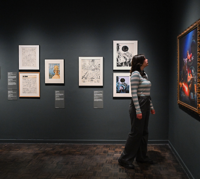 Una de les sales de la exposició «Còmic. Somnis i història» al CaixaForum Lleida.