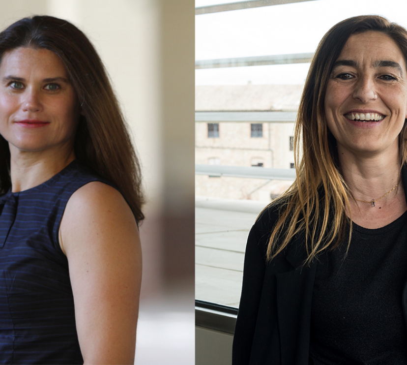 A l'esquerra Nina Bandelj, distingida professora del Departament de Sociologia de la Universitat de Califòrnia a Irvine (EUA). A la dreta Aina Tarabini, investigadora i professora titular al Departament de Sociologia de la Universitat Autònoma de Barcelona.