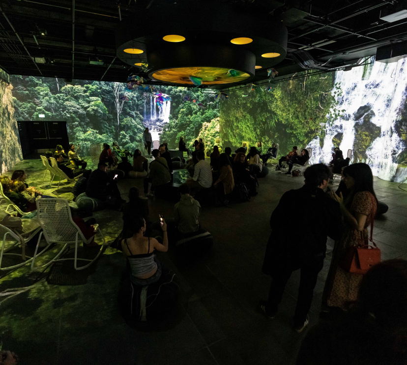 Visitants a l'experiència immersiva «Som natura».