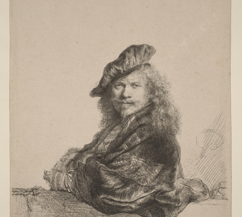 Rembrandt, «Autoretrat reclinant-se en un ampit», 1639.