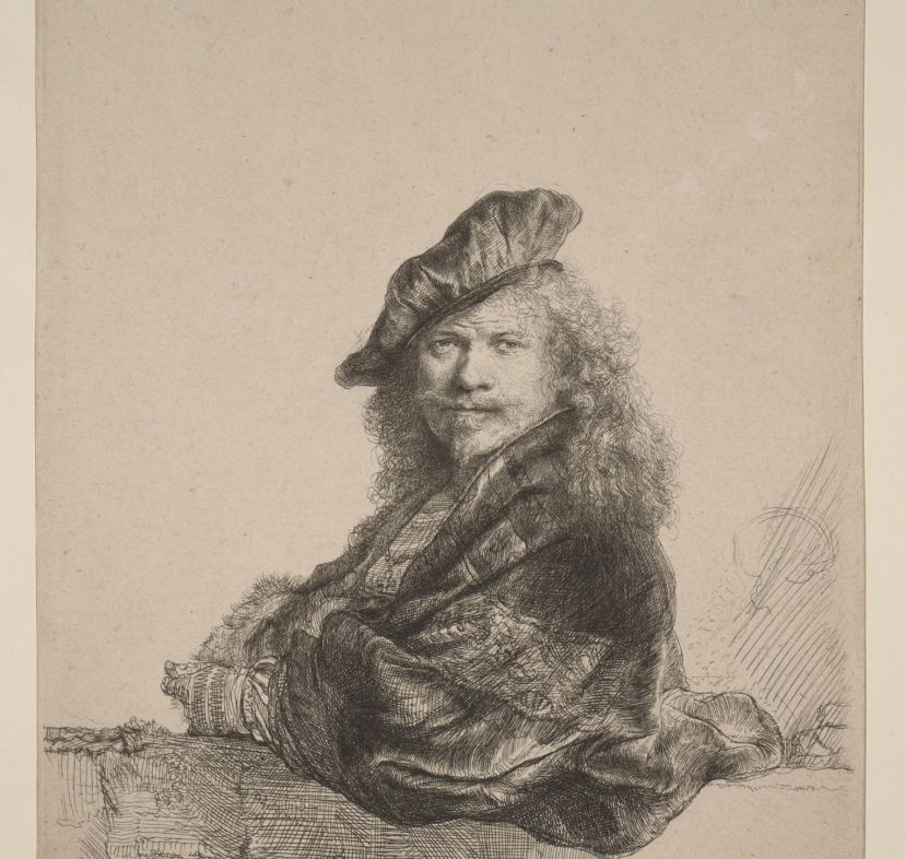 Rembrandt, «Autoretrat reclinant-se en un ampit», 1639.